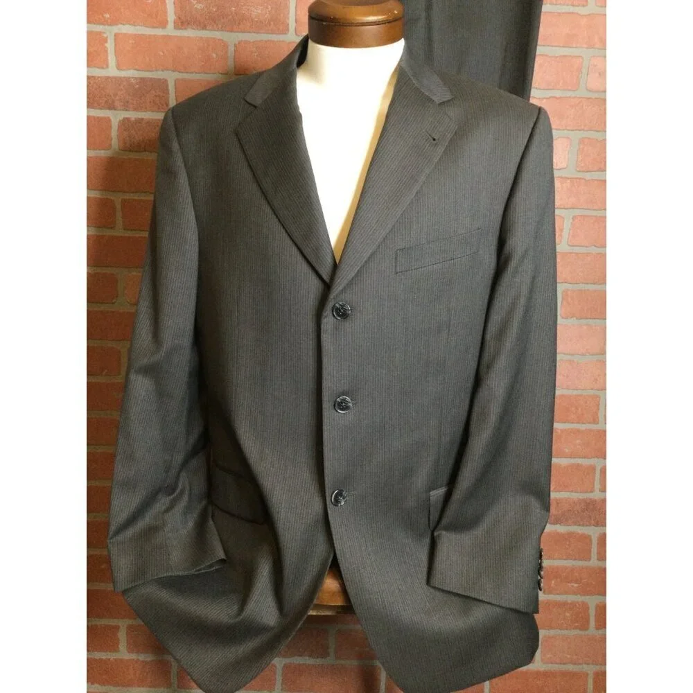 Joseph Abboud Nordstrom Mens Worsted Wool Suit 41R W35 Gray Pinstripe Jacket